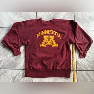Champion Maroon and Gold Crewneck Sweater Minnesota golden gophers 1980s